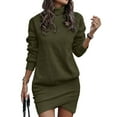 thumbnail image 2 of 2025 Robe Chandail en Molleton Décontractée pour Femmes Grande Taille Robes Longues Manches Longues Col Montant Maillots de Bain Amincissants pour Femmes Ourlet Enveloppant Ensembles Jupes Automne Femmes 2 Pcs Tenues Hiver Long Chandail, 2 of 7