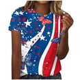 thumbnail image 2 of Gamivast T Shirts fort Women Patriotic American Flag Star Print Crew Neck Slim Fit Tees Soft Breathable Stretchy Short Sleeve Tops Independence Day Fourth of July Summer Holiday Wear, 2 of 5