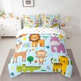thumbnail image 2 of Manfei Lion Tiger Monkey Deer 7-Piece Bedding Comforter Set,Cartoon Animal King Bedding Sets,Kawaii Cute Ultra Soft Bed Sheets,Super Cozy Wildlife Bedroom Decoration,Reversible, 2 of 6