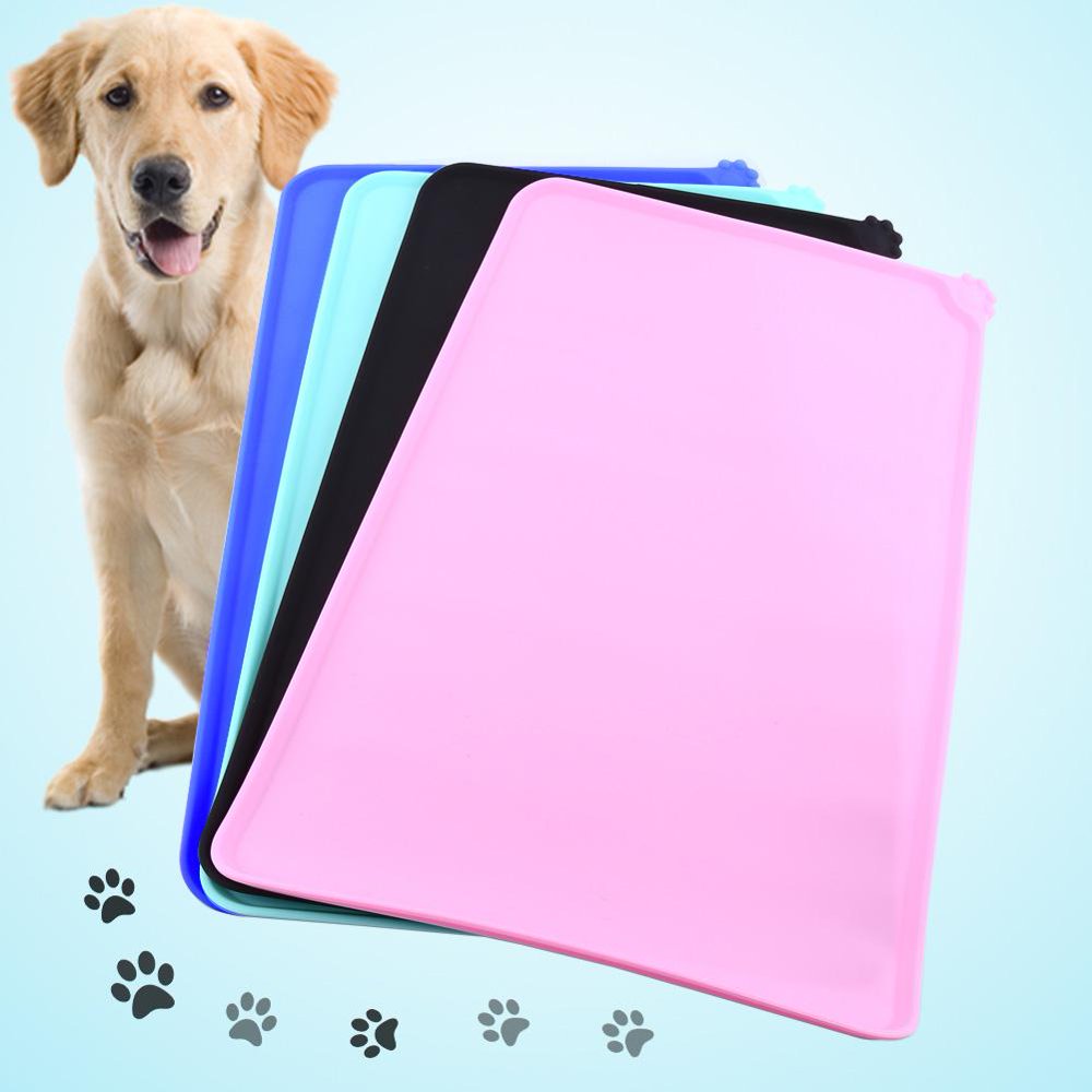 WALFRONT 4Colors Cat Feeding Mat Silicone Dish Bowl Feed Food Water