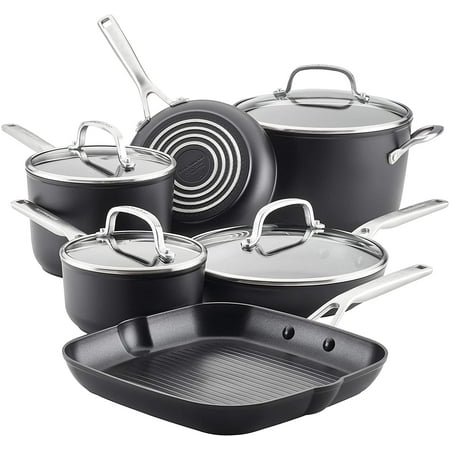 

fangmm Hard Anodized Induction Nonstick Cookware Pots and Pans Set 10 Piece Matte Black