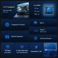 thumbnail image 3 of 15.6 High-Performance Laptop, 3.4 GHz Intel N100 Processor, 8GB RAM, 256GB SSD, Windows 11, Lightweight student Notebook PC Computer for Work, Backlit Keyboard, Fingerprint, WiFi 6 (Silver), 3 of 9