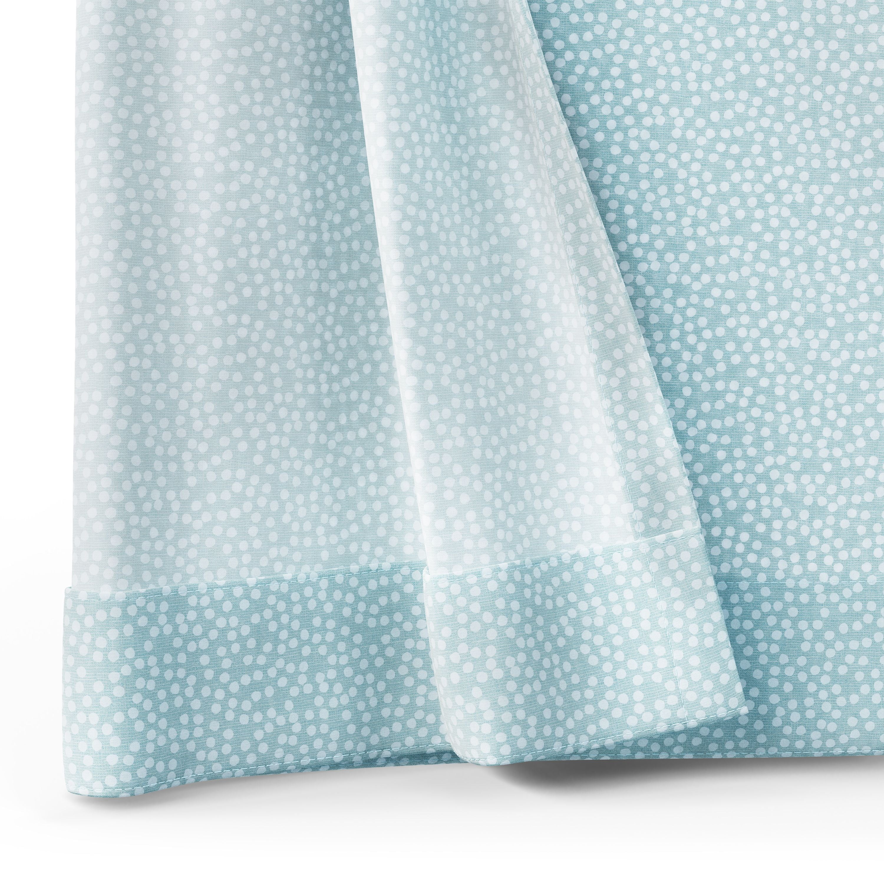 Mainstays Kids Aqua Blue Dotted Light Filtering Tie Top Single Curtain Panel, 38" W x 84" L