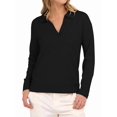 thumbnail image 2 of Women'S V Neck Long Sleeve Sweaters Dressy Casual Business Basic Knit Pullover Top Black L, 2 of 9