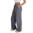 thumbnail image 2 of Womens Wide Leg Sweatpants High Waisted Baggy Lounge Pants Drawstring Flared Joggers with Pockets Dark Gray L, 2 of 8