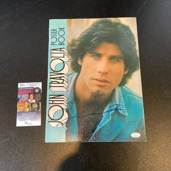 John Travolta Signed Vintage Large Poster Book With JSA COA