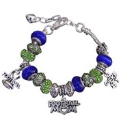 Sportybella Football Mom Charm Beaded Bracelet for Women, Football Mom Jewelry in Team Colors, for Football Player Moms