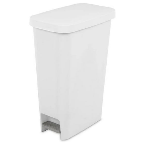 10588004 Slim Stepon Wastebasket, White, 11 Gallon
