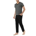 thumbnail image 4 of INSPIRE CHIC Men's Sleepwear Set V-Neck Short Sleeve and Bottoms Lounge Pajama Set Suit L Black, 4 of 4