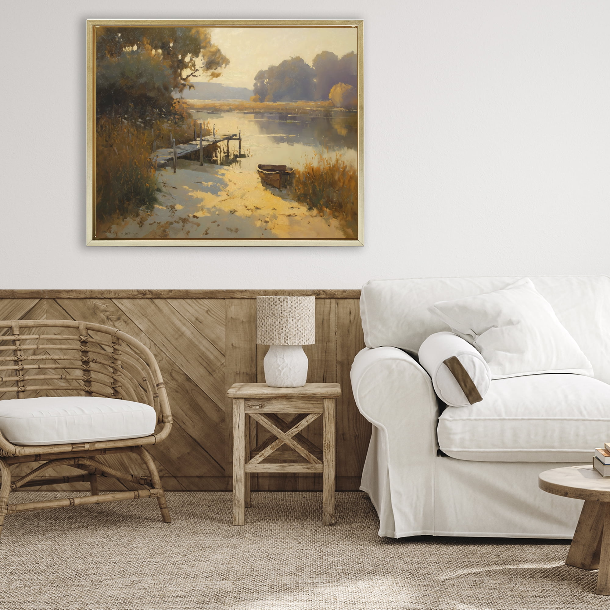 Golden Hour in Autumn Gold Framed Floater Canvas Wall Art, design by Arlington Prints