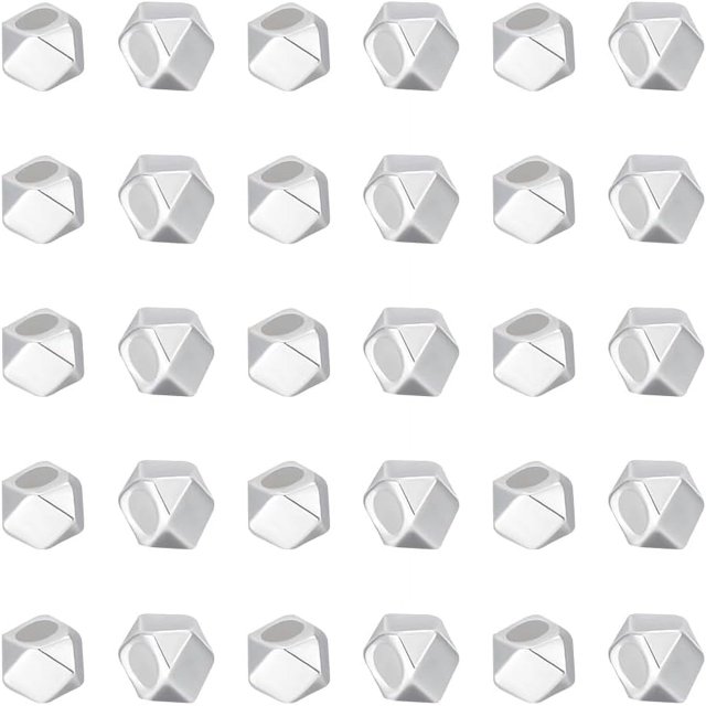 Cuentas espaciadoras de plata de ley 925, cuentas de poliedro facetadas de metal, accesorios de joyería para pulseras, collares y joyas.