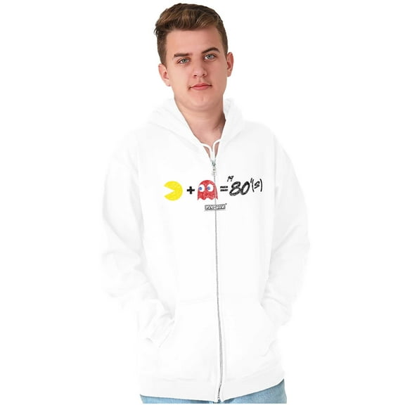 PACMAN and Blinky 80s Math Equation Zip Up Hoodie Men's Women's Brisco Brands M