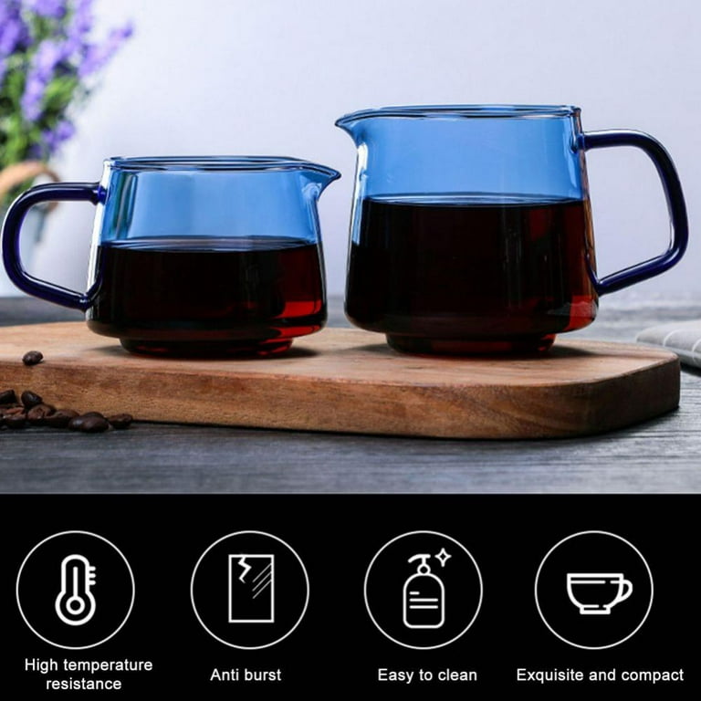 Small Glass Milk Pitcher for Tea, Coffee and Syrup Borosilicate Glass Clear Glass Cream Pitcher Mini Pitcher Milk Pourer, Size: 1 PC, Blue