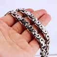 thumbnail image 2 of QQTDFG 6/8/11mm Men's Silver Flat Byzantine Chain Necklace or Bracelet Stainless Steel-Silver-8mm-8.5inch bracelet, 2 of 6