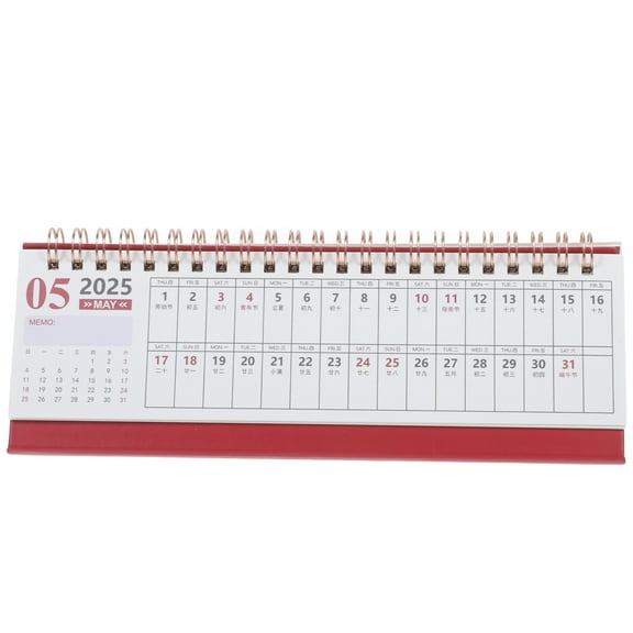 Red Standing Desk Calendar with Coil Design for Home Use Practical Planner and Decoration Small