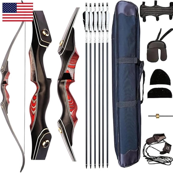 PMZ Coral Snake Takedown Recurve Bow Set 60" Wood Bamboo 15lbs Right Hand