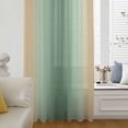 thumbnail image 6 of Sage Green Yellow Ombre Sheer Curtains 72 Inches Long, Farmhouse Modern Gradient Art Light Filering Curtains, Breathable Simi Curtain Privacy Drapes for Living Room Bedroom Window Treatment, 6 of 9