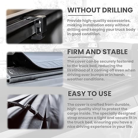 4.6ft (54.4") Soft Folding Truck Bed Tonneau Cover Compatible with 2022 2023 2024 2025 2026 Ford Maverick 4.5ft Bed | Durable & Waterproof Vinyl | No Drilling Required | Privacy Protection & Locking