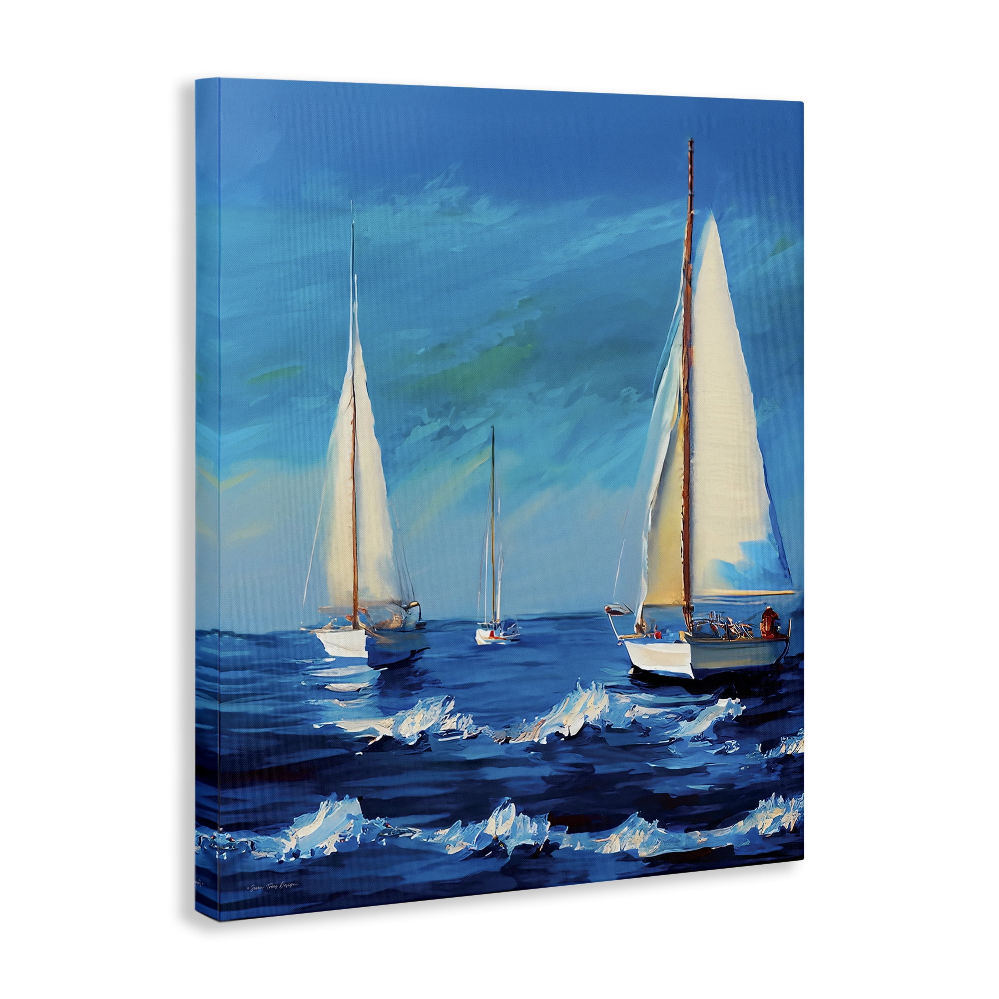 Stupell Industries Sailors on Ebbing Tide Nautical & Beach Painting Wrapped Canvas Art Print Wall Art, 24 x 30