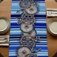 thumbnail image 5 of Table Runners 70 Inches Long Dress Scarves, Vintage Anchor Nautical Farmhouse Coffee/Dining/Kitchen Table Decor, Holiday Table Runner, Coastal Blue Striped 13x70 Inch, 5 of 9