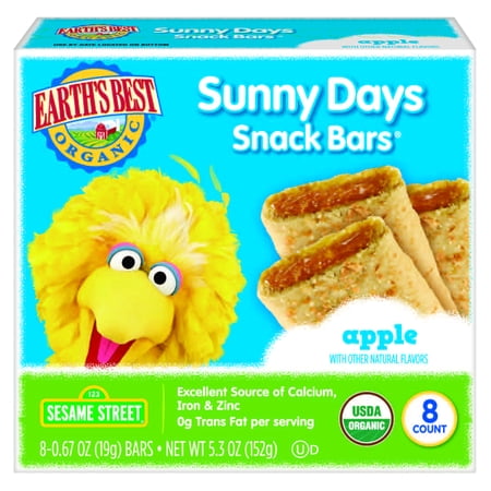 Earth's Best Organic Sunny Day Toddler Snack Bars with Cereal Crust, Made With Real Apples - 8 Count