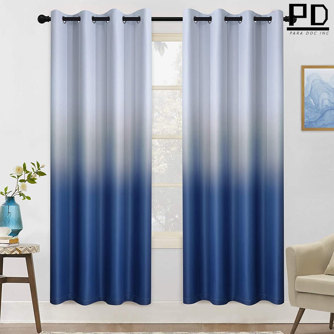 Grommet Ombre Room Darkening Curtains 72 inch Length 2 Panels