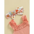 thumbnail image 6 of Wassery Baby Girls Shorts Set 3 6 12 18 Months Infant Grls Sleeveless Spaghetti Strap Romper +Flower Print Shorts +Hairband Summer Outfit 0-18M, 6 of 9