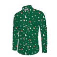 thumbnail image 3 of Camisas navideñas para hombre, camisas de manga larga con botones, camisas de Papá Noel para fiestas al aire libre, camisas de calle de invierno con elástico hacia abajo, 3 of 5