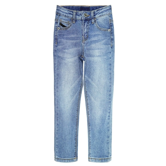 KIDSCOOL SPACE Girl Jeans,Big Kid Straight Slim Fit Elastic Band Inside Denim Jeans Pants,Light Blue,11-12 Years