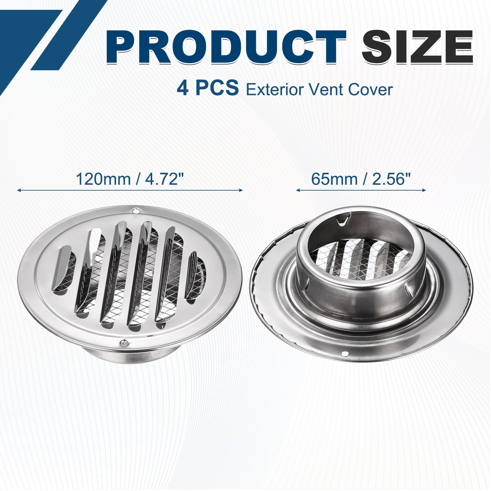 Uxcell 4pcs Stainless Steel Soffit Vent 3" Round Louver Grille Cover Air Vent Hood Soffit Exhaust with Screen Mesh for Wall Ceiling Mount Bathroom Garage Attic Ventilation