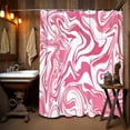thumbnail image 5 of Aesthetic 70S Abstract Wavy Swirl Shower Curtain,Cute Pink Marble Bath Curtain, Modern Ombre Retro Boho Minimal Bathroom Accessories Groovy Teen Girls Bathroom Curtain Liner Set Hooks, 5 of 6