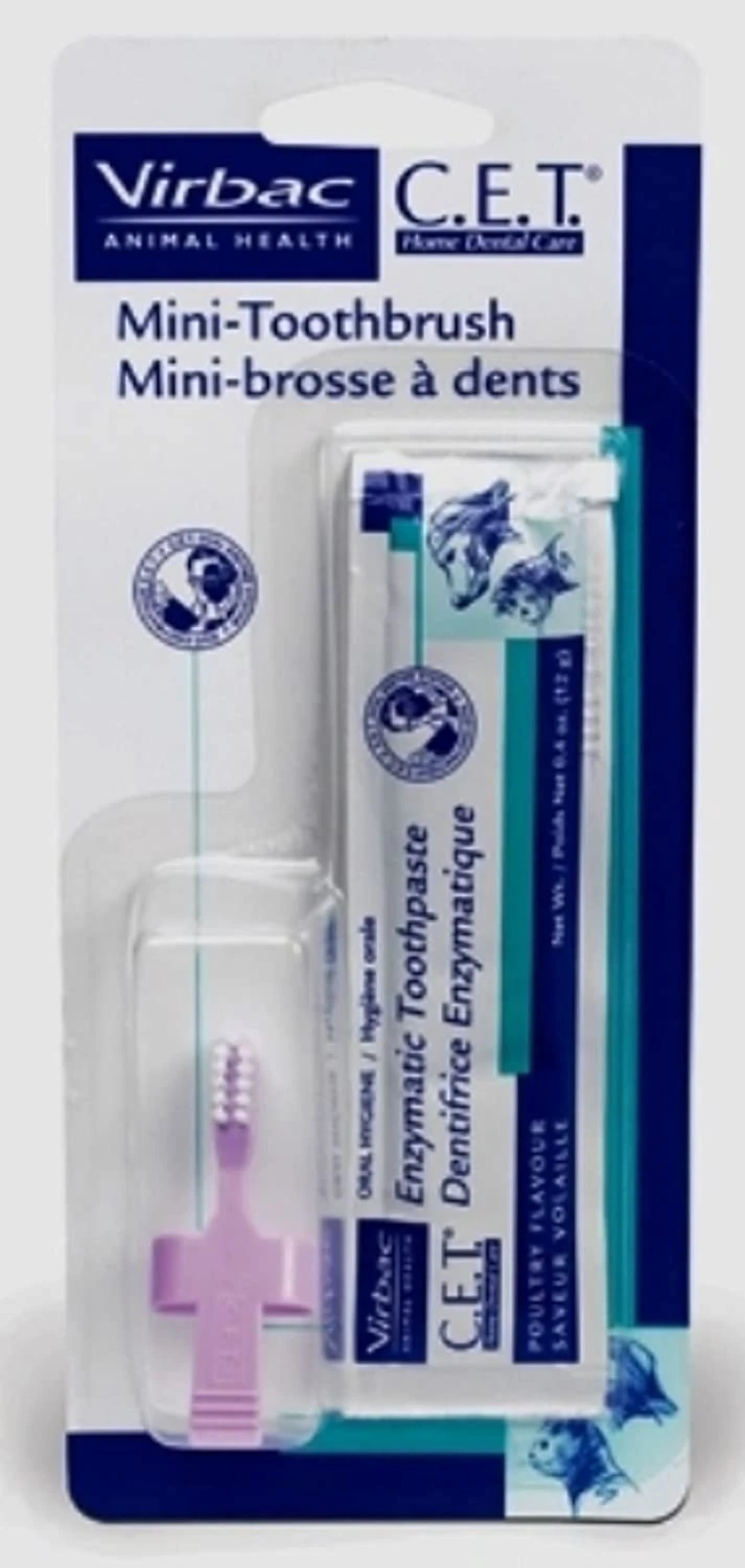 CET Mini Toothbrush Poultry Toothpaste Combo for Cat Dog