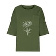 thumbnail image 5 of Ounisa Linen Shirts for Women 3/4 Sleeve Plus Size Tops Loose Crew Neck T Shirts Casual Three Quarter Length Tunic Summer Printed Tops with Pocket, 5 of 6