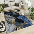 thumbnail image 3 of Royal Blue Gold Rug Bathroom Rug, Fashion Marble Living Room Rug, Anti-Slip Washable Rugs for Bedroom Hardwood Floors Study Room Office Carpet Lounge Camping Rug 4x6ft, 3 of 6