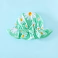thumbnail image 4 of KIMI BEAR Infant Baby Girls Swimsuit Sets 18-24 Months Sleeveless Bows Off the Shoulder Top Floral Tank Top Solid Color Ruffle Shorts with Hat 3pcs Bathing Sets Green, 4 of 9