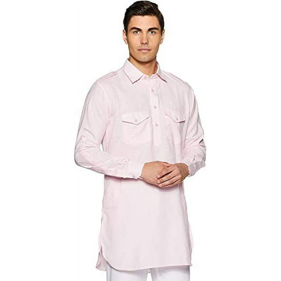 Royal Kurta Mens Cotton Khadi Pathani Kurta Pink