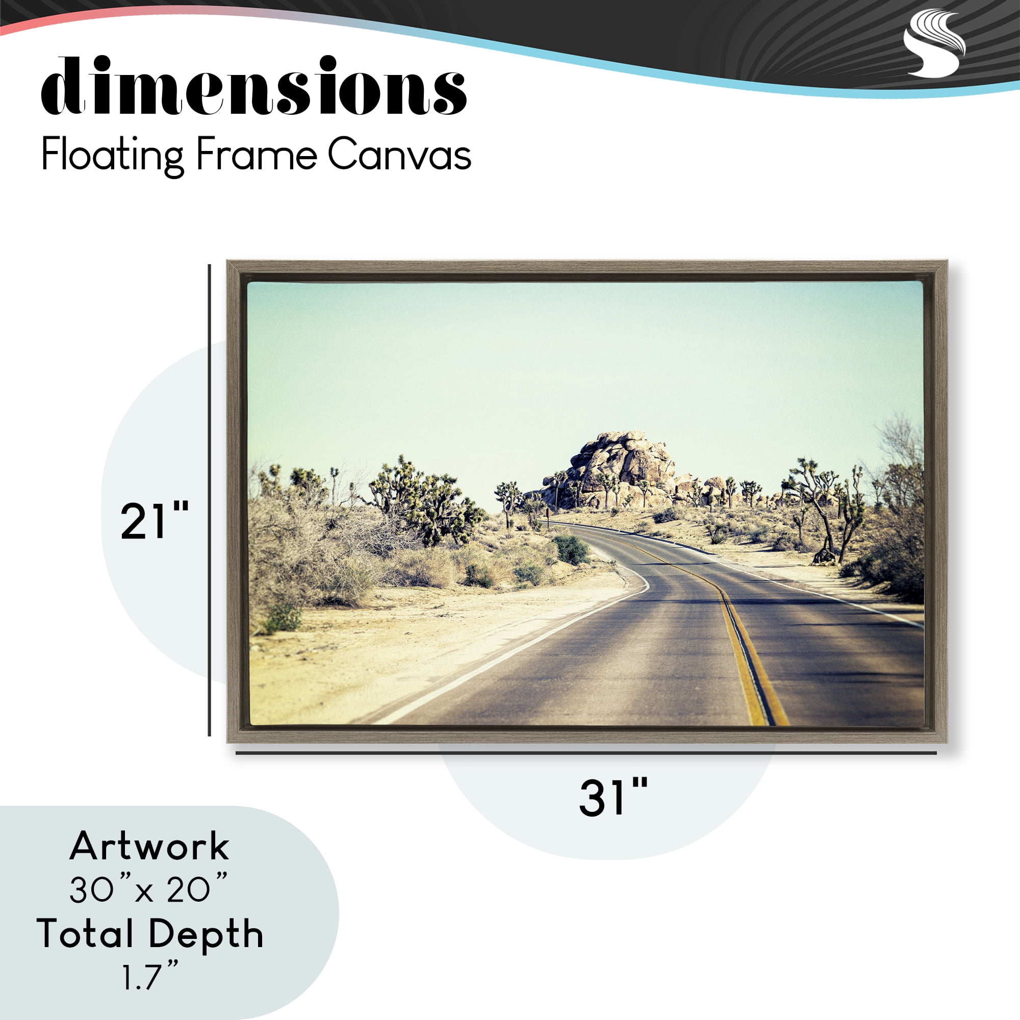 Road Trip Joshua Tree Park Brown Framed Floater Canvas Wall Art, design by Joseph S Giacalone