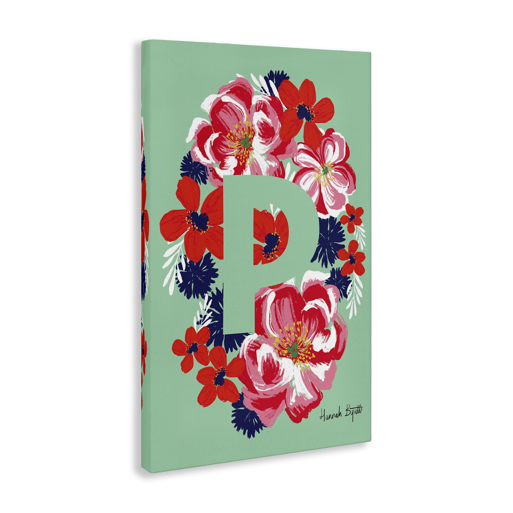 Stupell Industries Floral Bloom Letter P Botanical & Floral Painting Gallery Wrapped Canvas Art Print Wall Art, 20 x 30