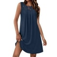 thumbnail image 2 of Up to 30% off Summer Dress, Women's Solid Sleeveless Round Neck Sexy Elegant Club Party Tunic Mini Dresses Casual Vacation Dress(Navy,S), 2 of 7