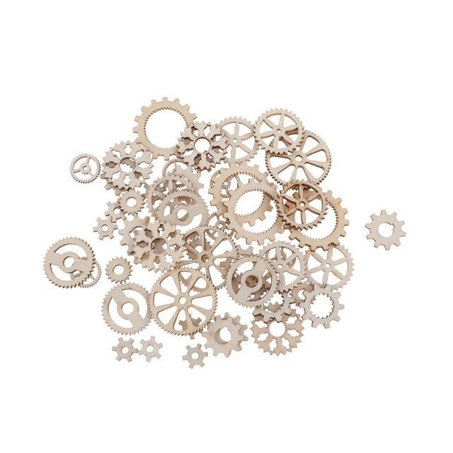 100Pcs Wooden Gears Unfinished Craft Slices for DIY Art Decor Handmade Craft