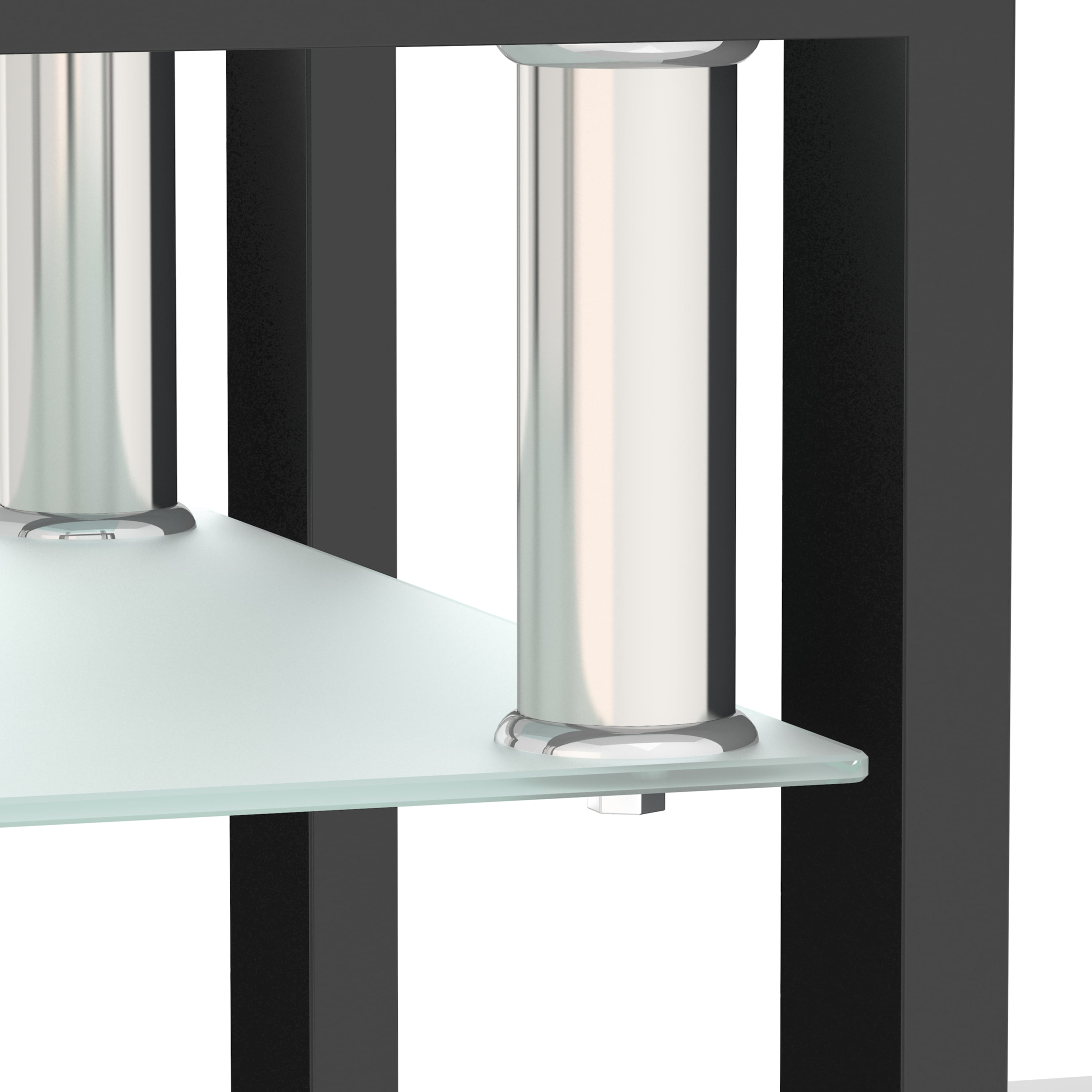 MAYEERTY Modern Square Tempered Glass Coffee Table – Transparent & Black End Table for Living Room