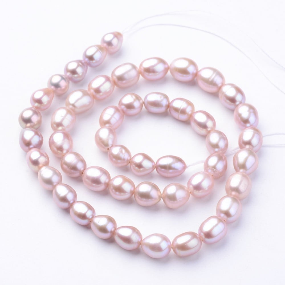 Natural Cultured Freshwater Pearl Beads Strands Oval Plum 7~8x7~8mm Hole: 0.5mm about 35~37pcs/strand 13.98 inch(35.5cm)
