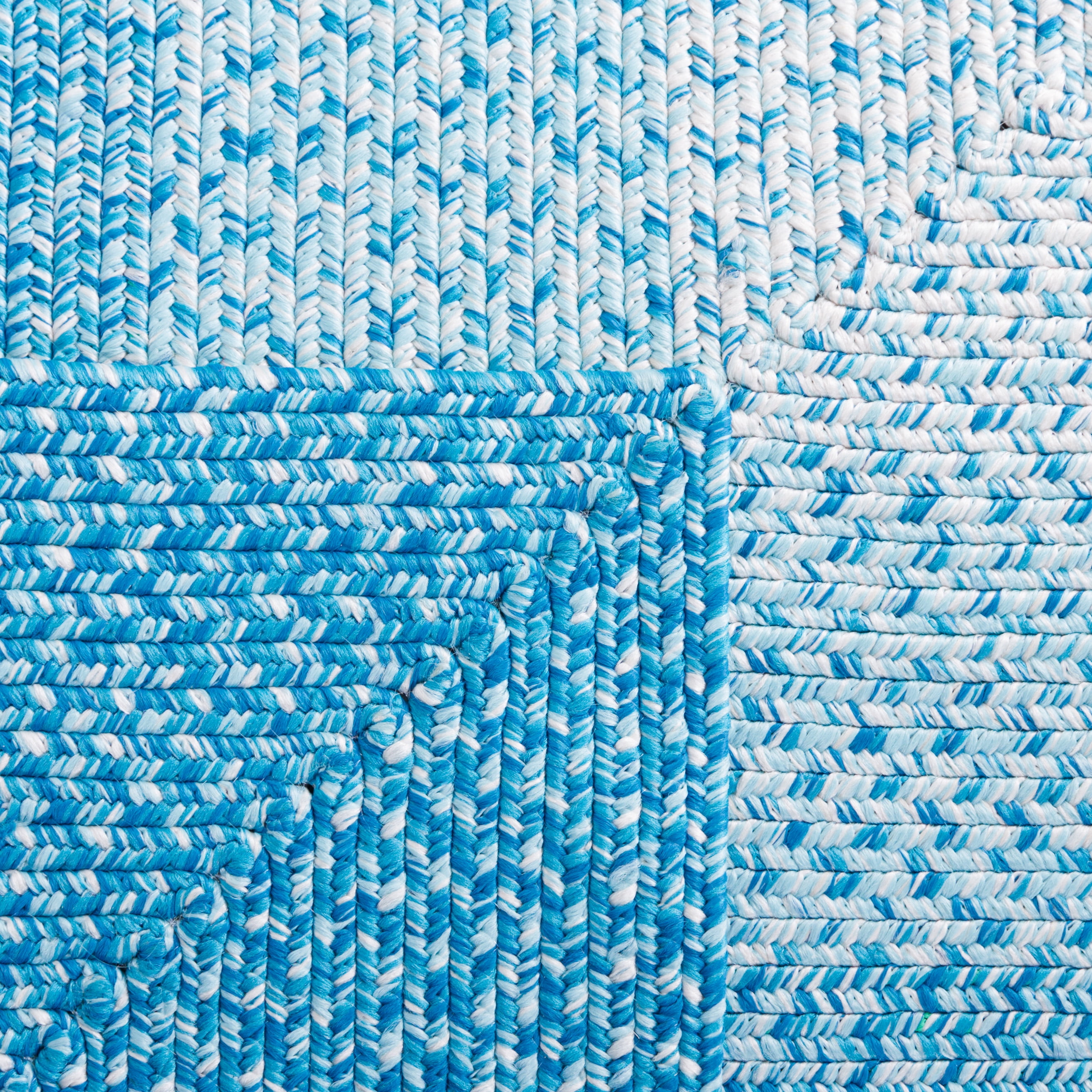 SAFAVIEH Braided Evangeline Bordered Machine Washable Reversible Area Rug, Aqua, 6' x 9' Oval