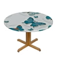 thumbnail image 3 of HAOXIT Butterfly Table Cloth Round Table Waterproof Tablecloth Washable Party Table Cover for Celebration Holiday Camping Picnic Fall Decorations for Home Green 46-50, 3 of 8