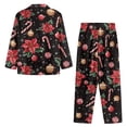 thumbnail image 6 of Garronmavis Christmas Poinsettia 2-Piece Pajama Set for Women Long Sleeve Button Up Pjs Loungewear Set Sleep Shirt with Pants Comfy PJS Long Set, 6 of 7