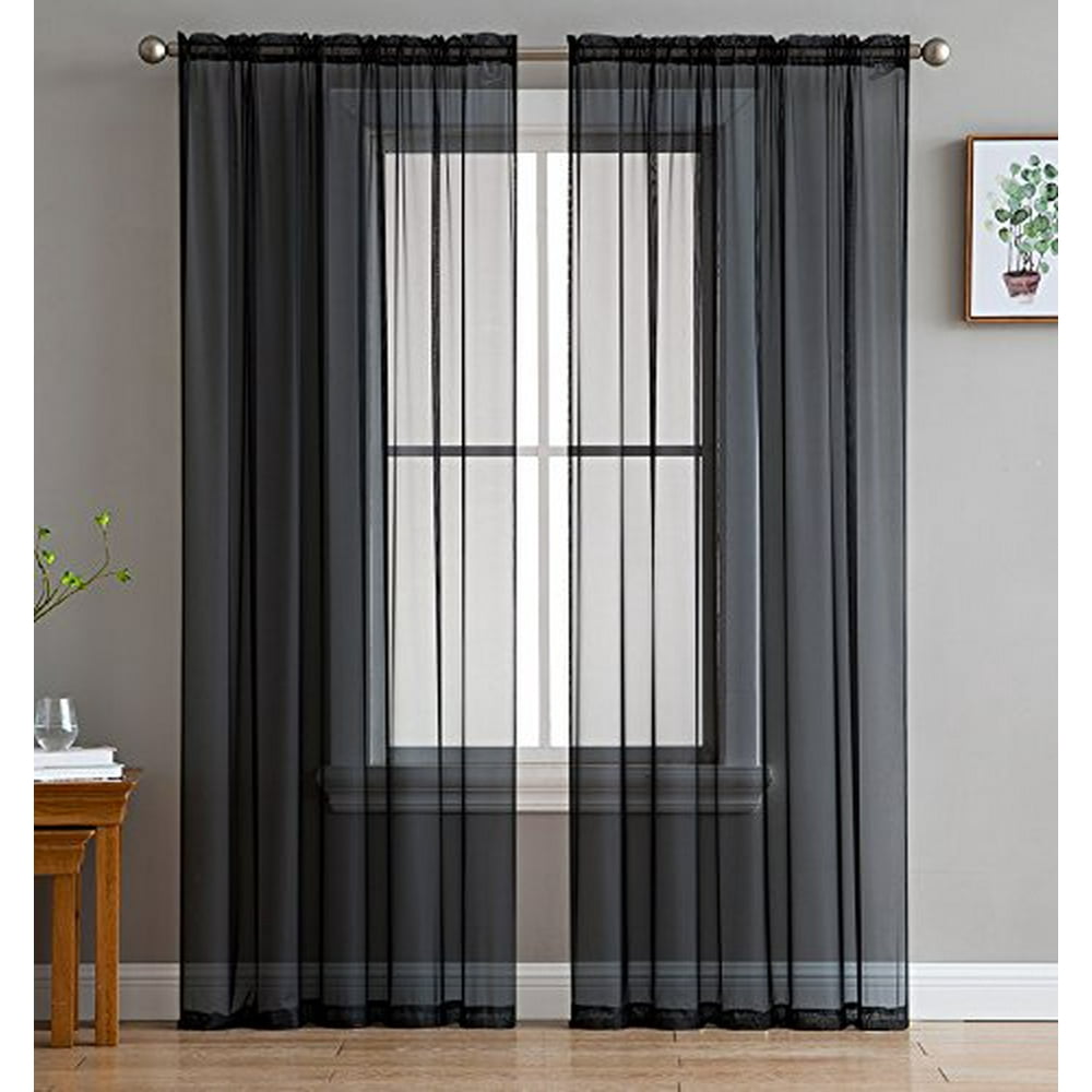 108inch Extra Long Voile 54" Wide Window Sheer Curtain Panel! Black