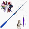 thumbnail image 2 of Interactive Cat Feather Toy Feather Teaser Stick Wand Pet Retractable Feather Bell Refill Replacement Catcher Product for Kitten black with refill, 2 of 6