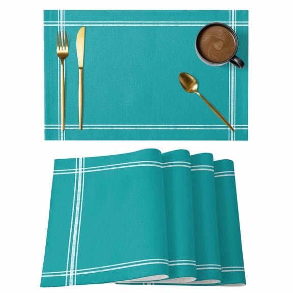 Placemat Set of 4 Teal Green Placemats for Dining Table Solid Teal Color Washable Table Mats for Kitchen and Party Decor Indoor & Outdoor Use