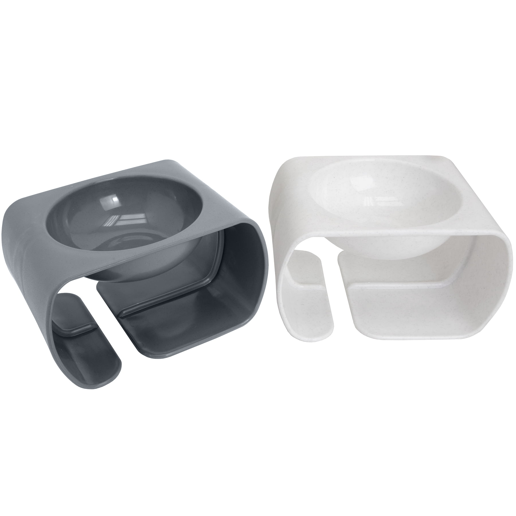 Kitty City Dishwasher Safe Plastic Raised Whisker-Friendly Cat Bowls, Multicolored, 2 Pack Set