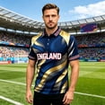 thumbnail image 2 of 2026 Soccer Cup Jersey for Men, Polo Collar Short Sleeve England St George Cross Flag Graphic Top - Breathable Fan Shirt for Match Day & Casual Wear Cyan XXL, 2 of 4